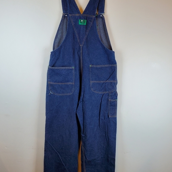 Vintage 80s Wrangler Workwear Carpenter Bibs Overalls Size 38x30 Mens Denim - Picture 3 of 16